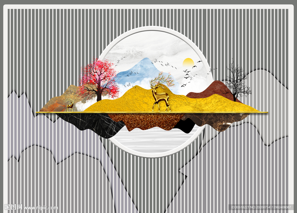 新中式装饰画背景墙