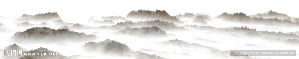 水墨画水墨远山