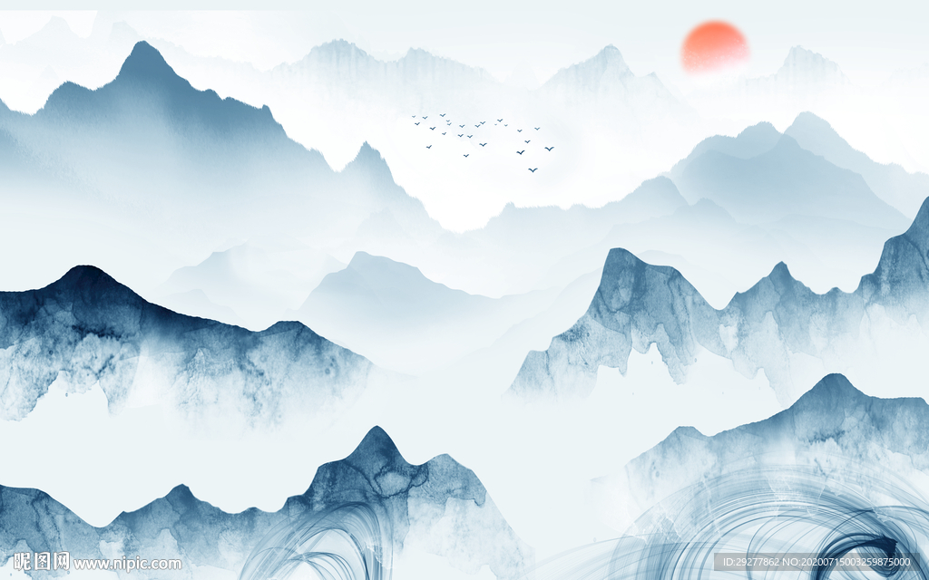 中式新品新山水画 TIF分层