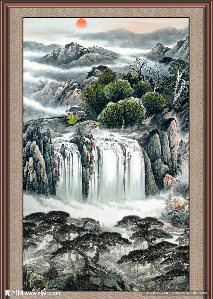 聚宝盆山水画