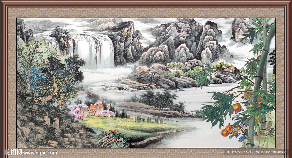 聚宝盆山水画