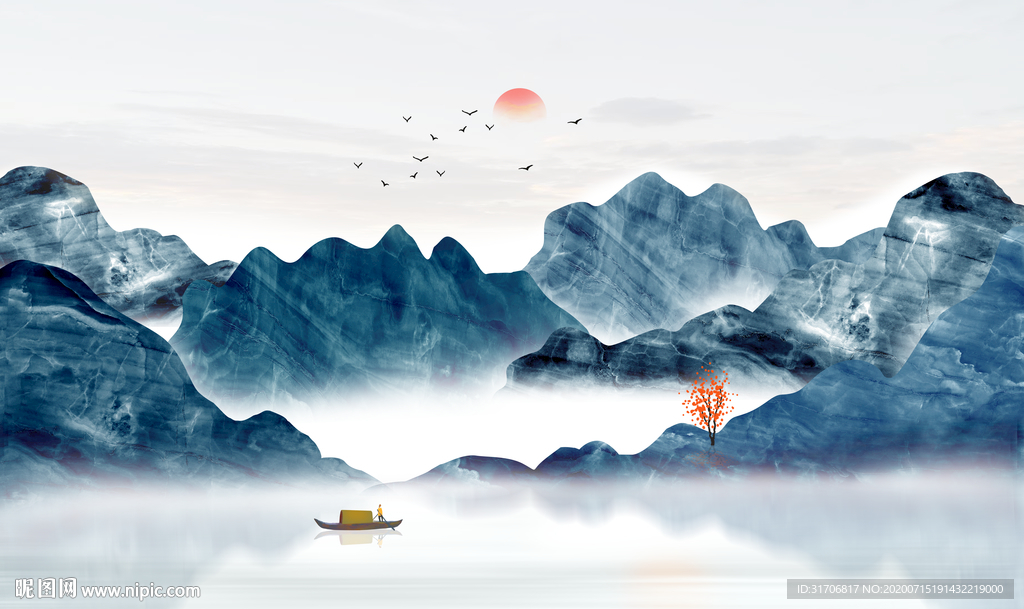 中式意境山水画