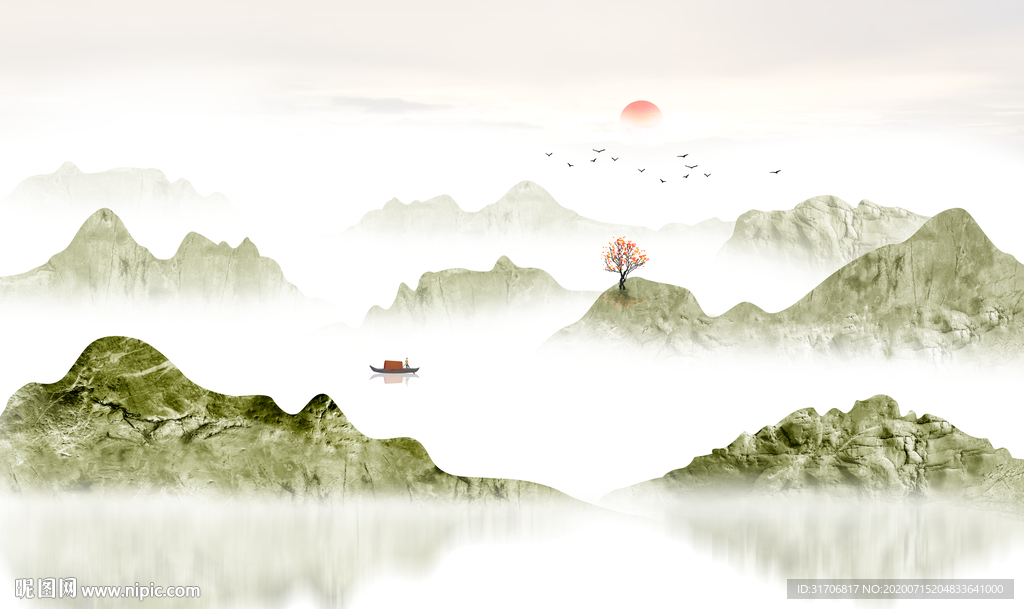 意境水墨山水画