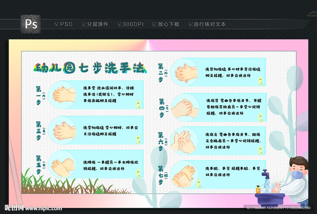 幼儿园七步洗手法