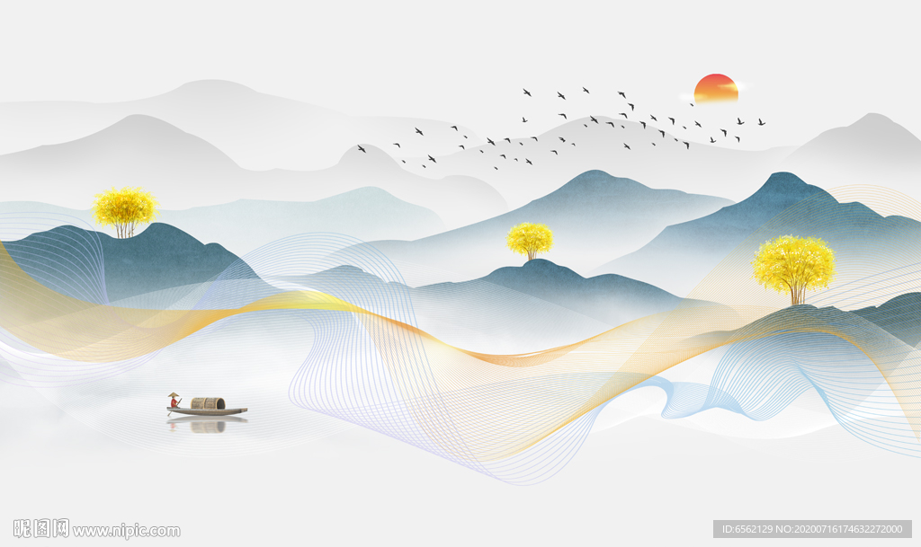 新中式山水背景墙