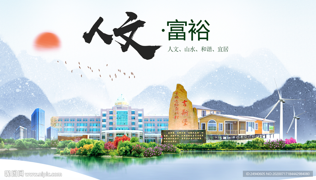 富裕人文生态绿色城市海报