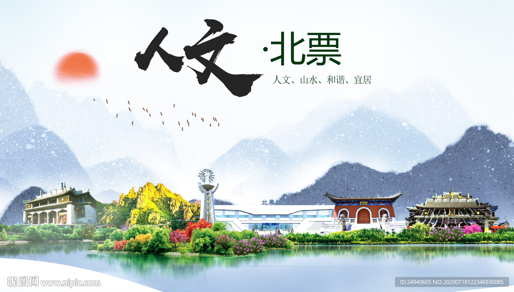 北票人文生态绿色城市海报