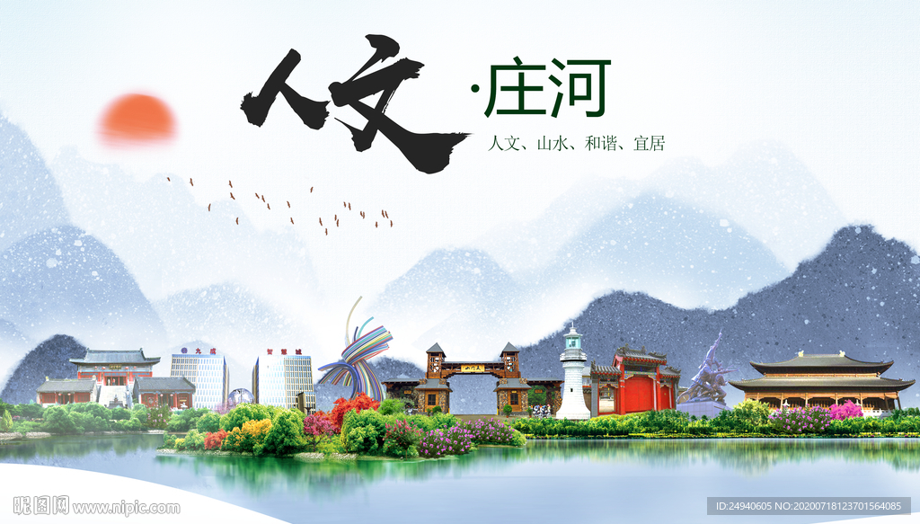 庄河人文生态绿色城市海报