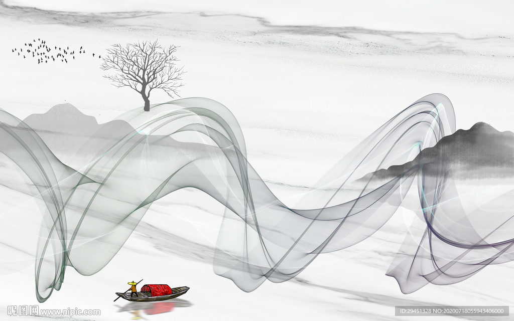 爆款意境新山水画 tif分层