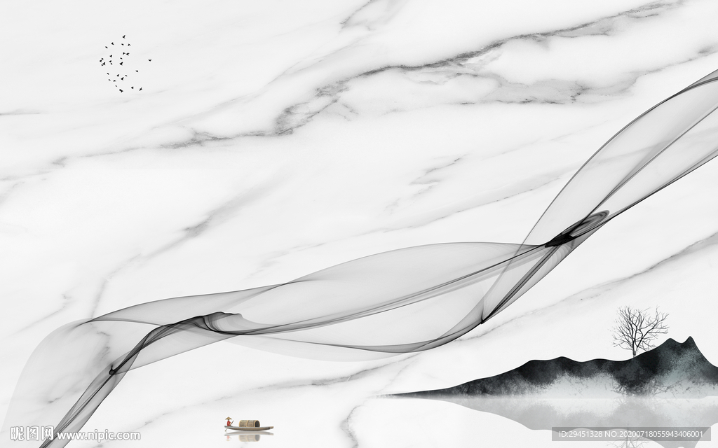线条意境新山水画 tif分层