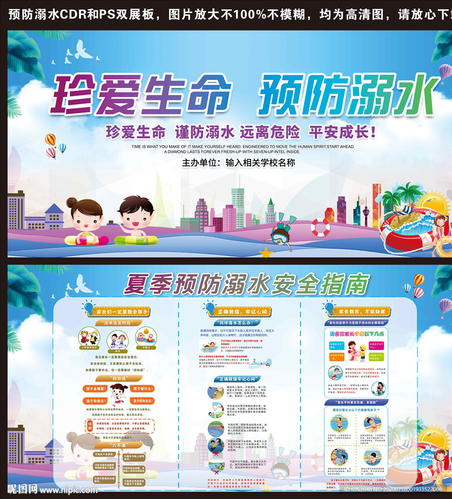 夏季预防溺水安全指南双宣传栏