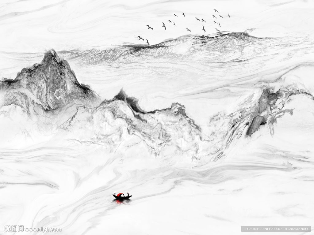 新款爆款新中式现代创意抽象山水