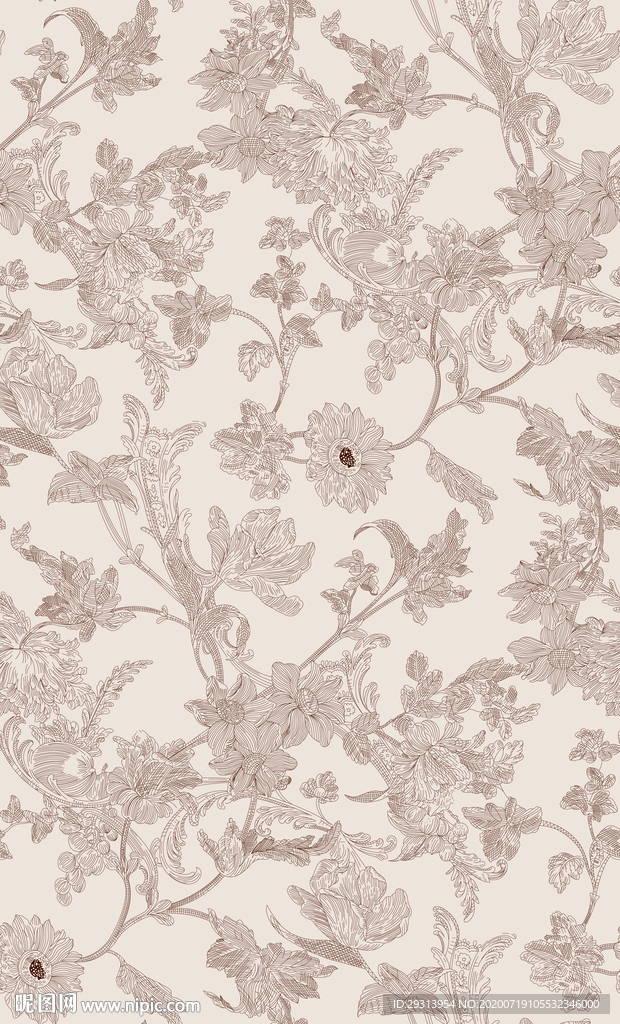 数码印花线条花