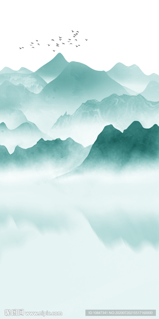 蓝色新山水玄关图 TIF分层