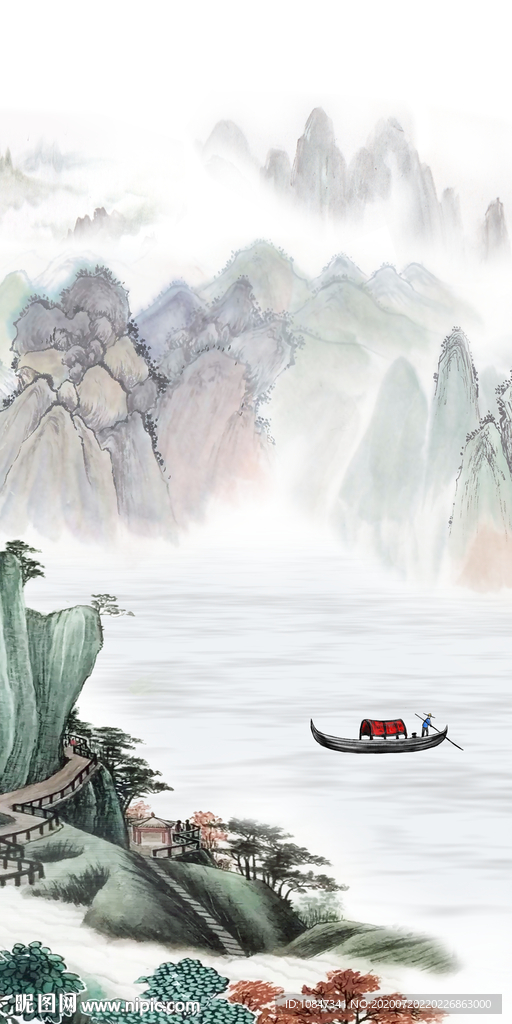 唯美新山水玄关图 TIF分层