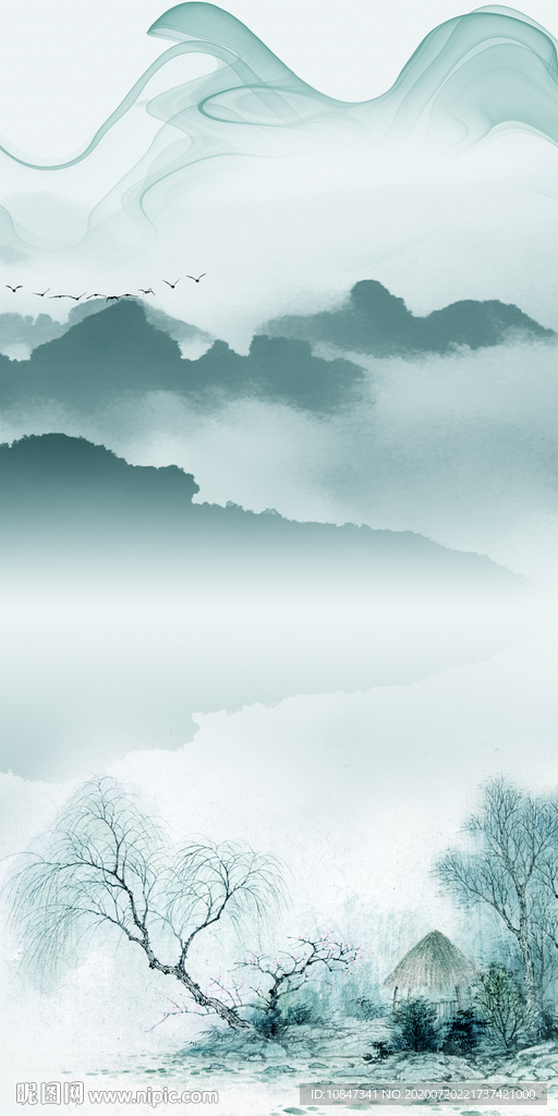 杨柳新山水玄关图 TIF分层