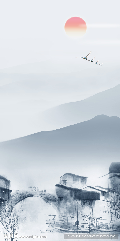 现代新山水玄关图 TIF分层