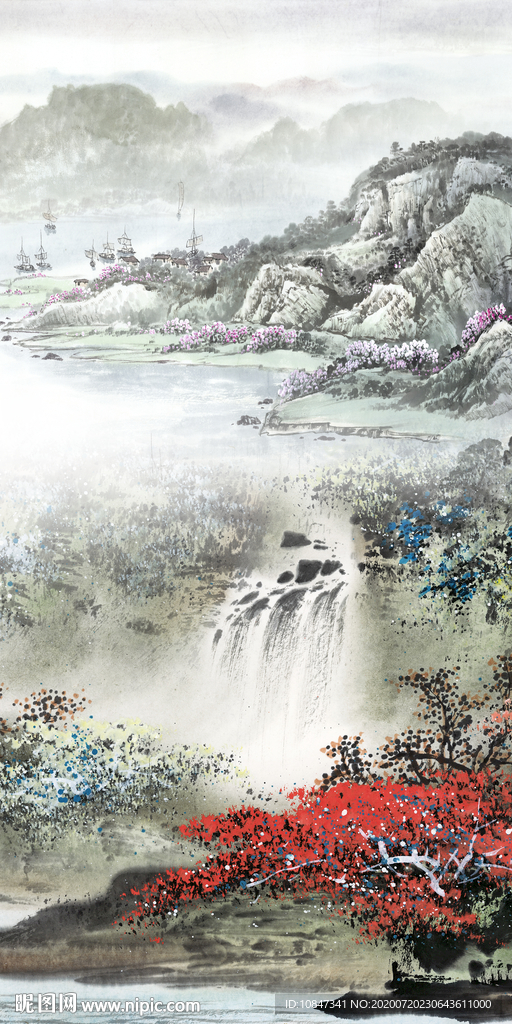 最新山水玄关画 TIF分层