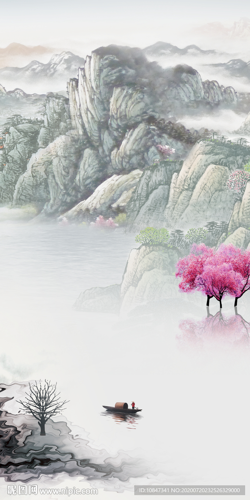 国画新山水玄关画 TIF分层