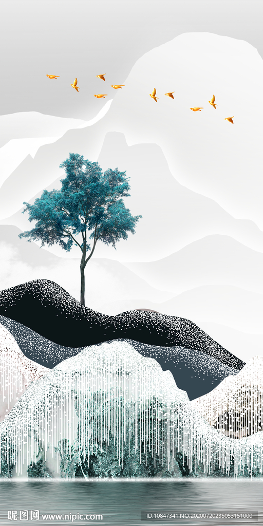 中式 新山水玄关画 TIF分层