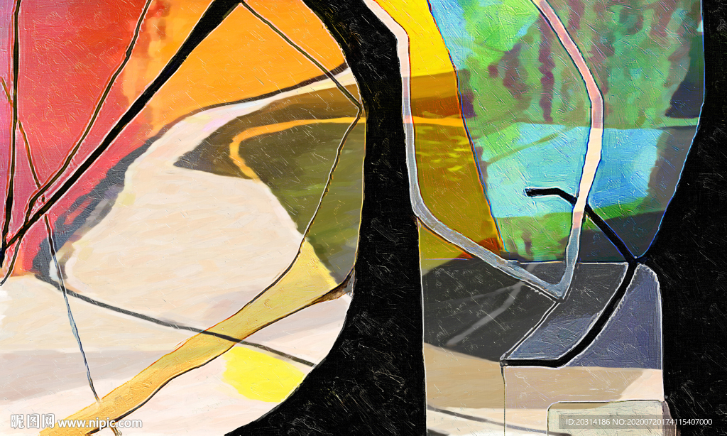 北欧装饰画手绘幻想抽象油画