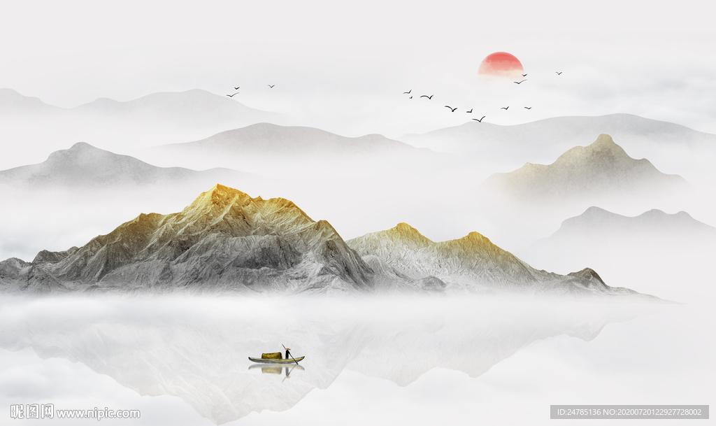 意境水墨山水画
