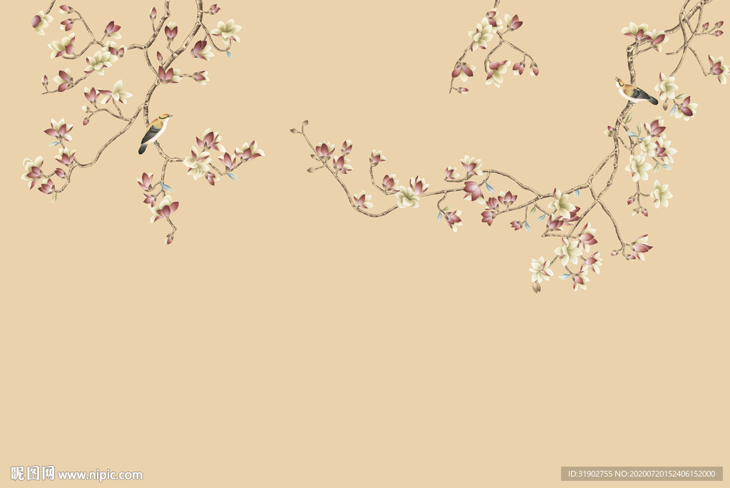 手绘超高清背景墙