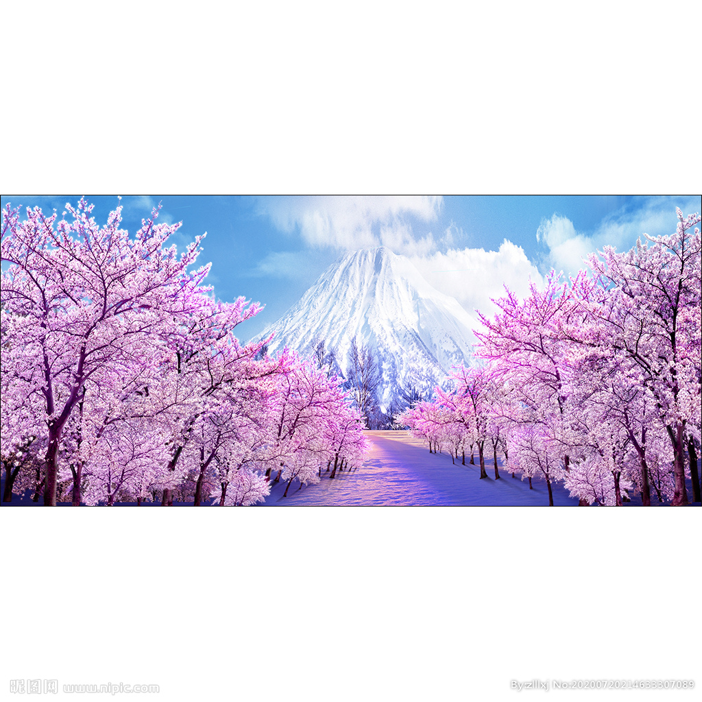浪漫日本樱花风景富士山美景装饰