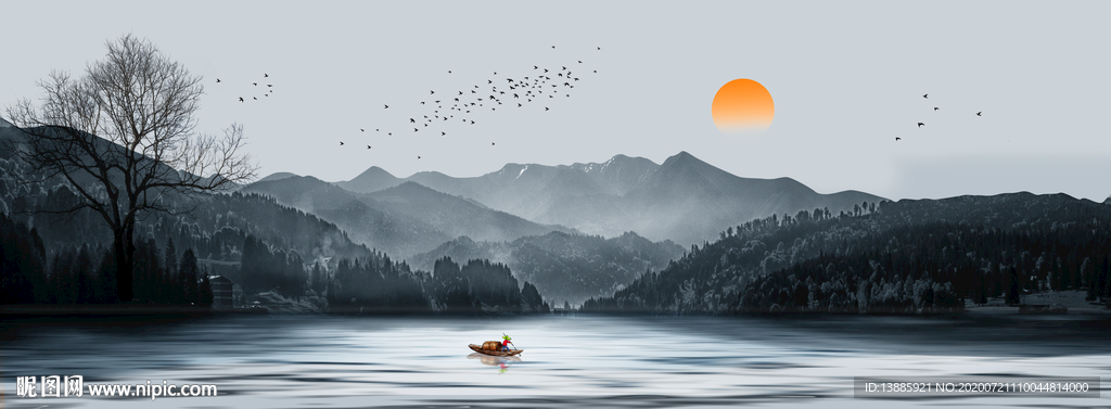 新中式山水装饰画