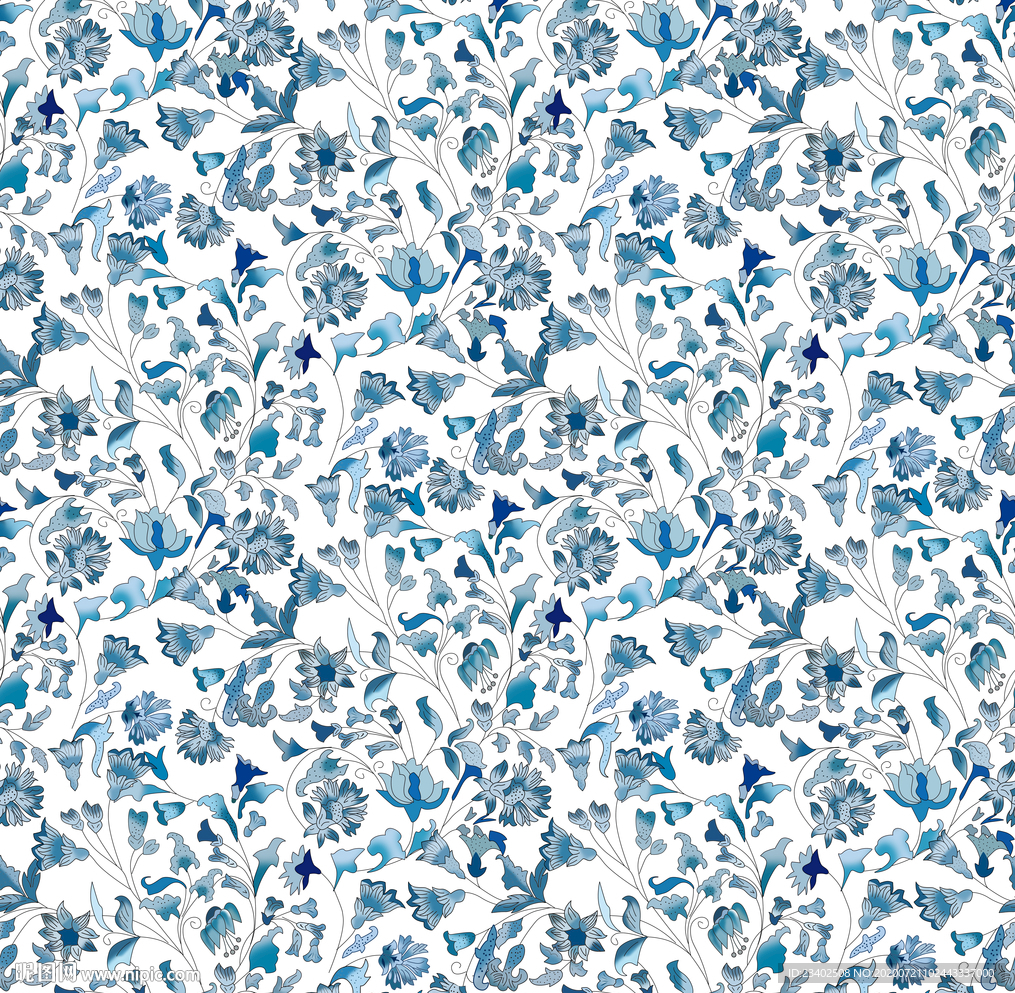 青花瓷 数码印花