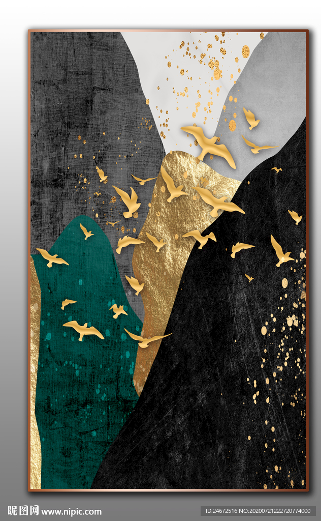 抽象金箔客厅装饰画晶瓷画