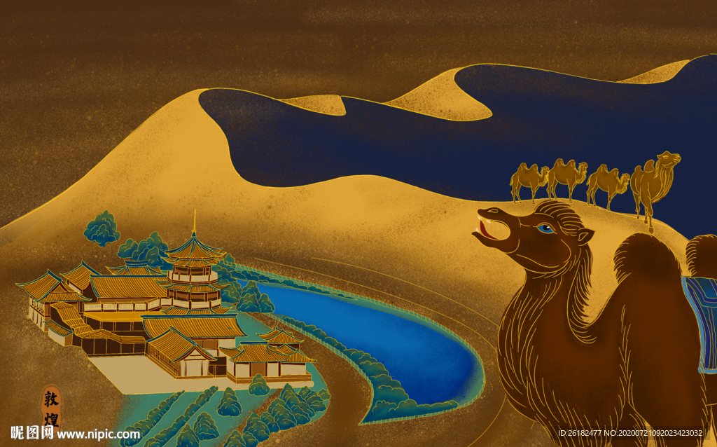 沙漠骆驼装饰画背景墙
