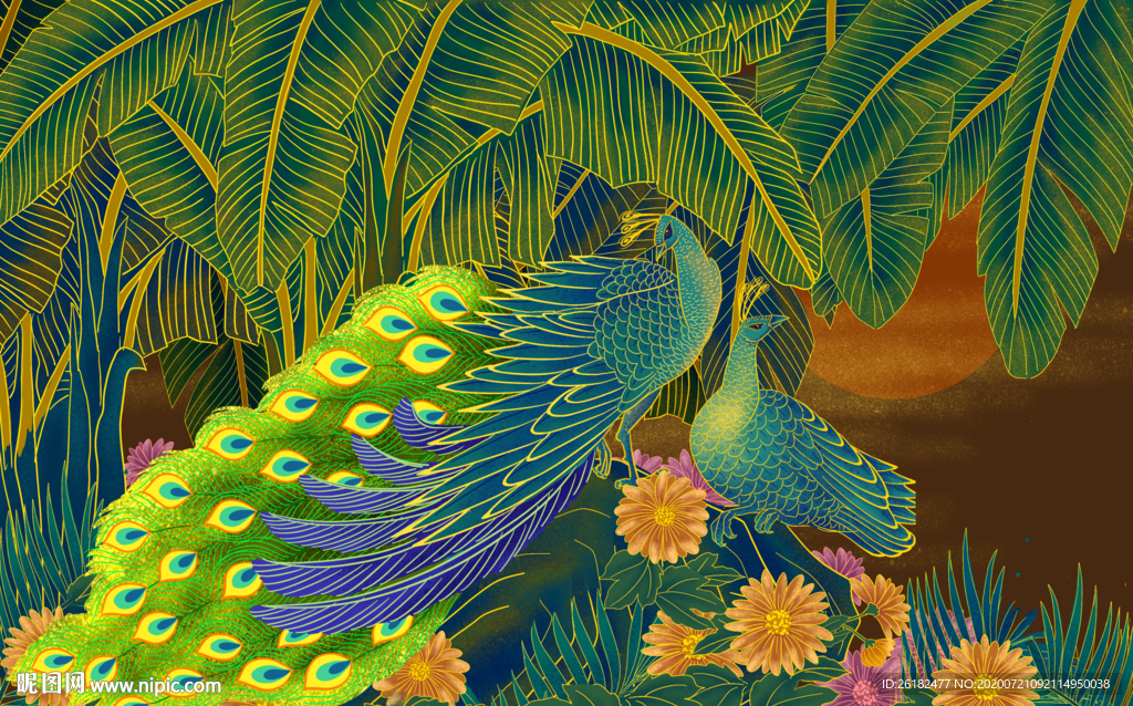 孔雀镂空装饰画背景墙