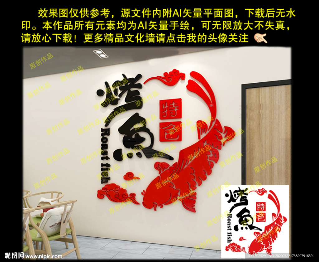 特色烤鱼烤鱼店餐厅饭店特色墙贴