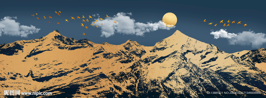 金色山水装饰画