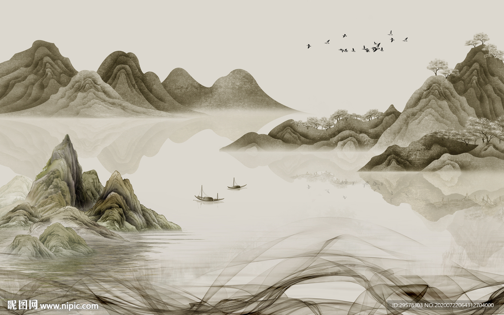 简约山水爆款画 TIF分层