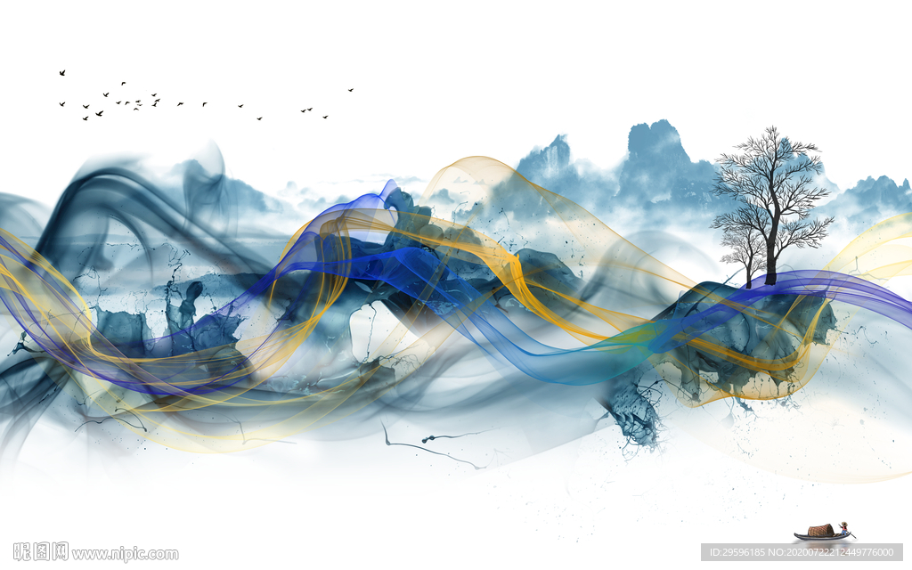 高清 新热款山水画 tif分层