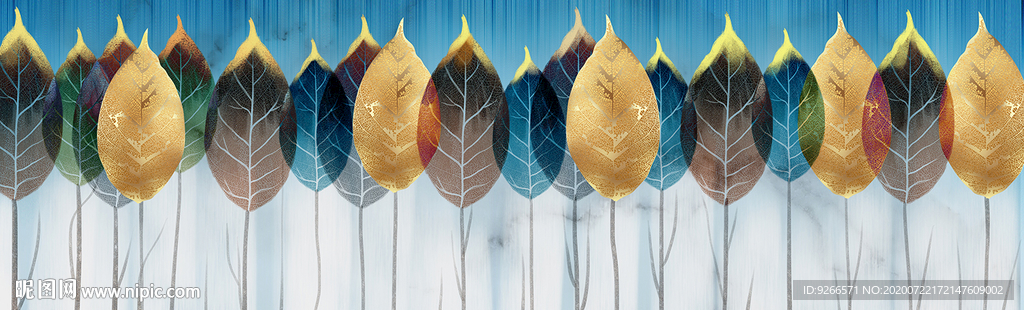 叶子发财树床头画装饰画