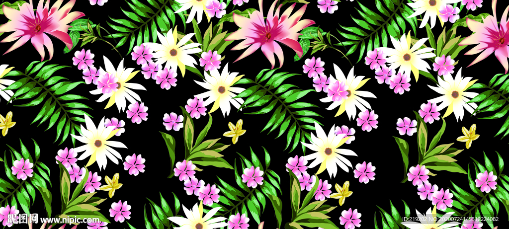 黑底手绘花