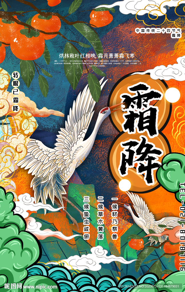 霜降插画海报