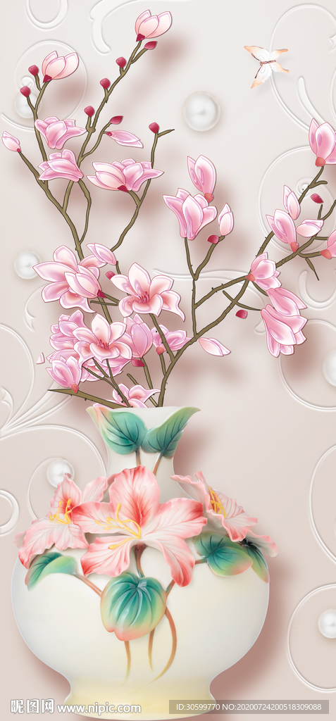 花瓶玄关背景装饰画图片