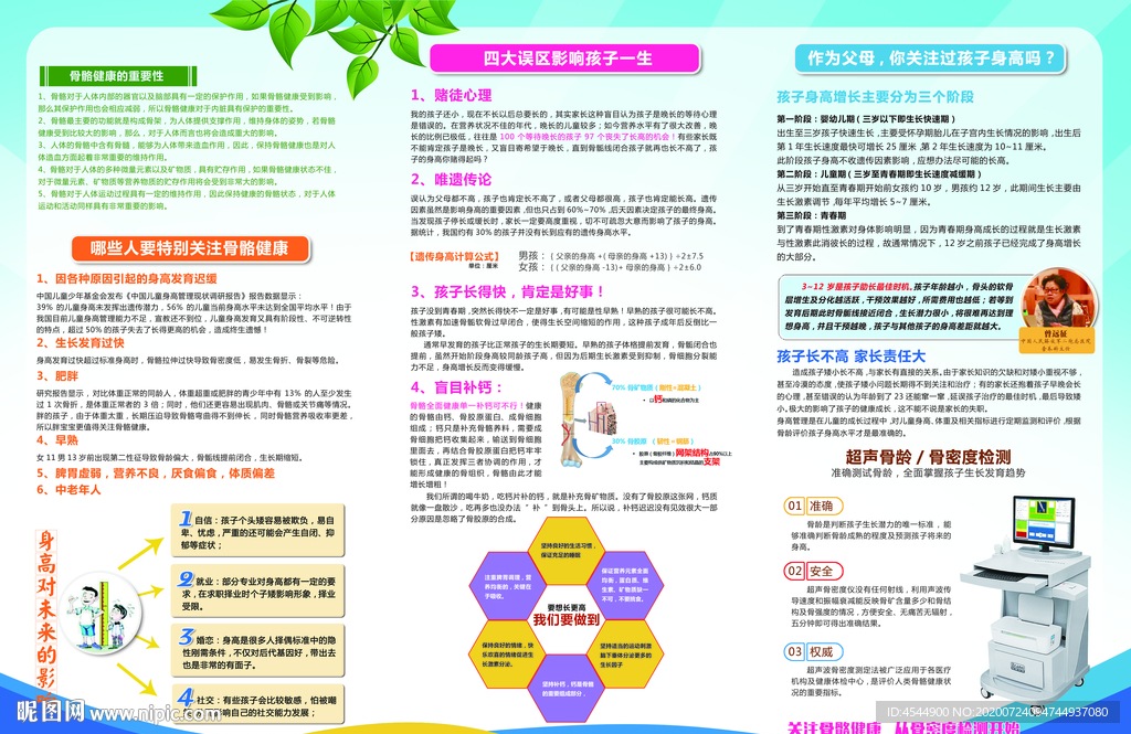 骨骼健康发育及身高促销三折页