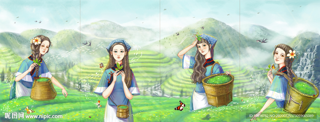 采茶插画