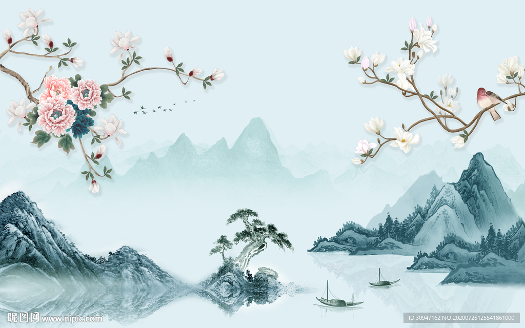 中式现代新山水画 TIF分层