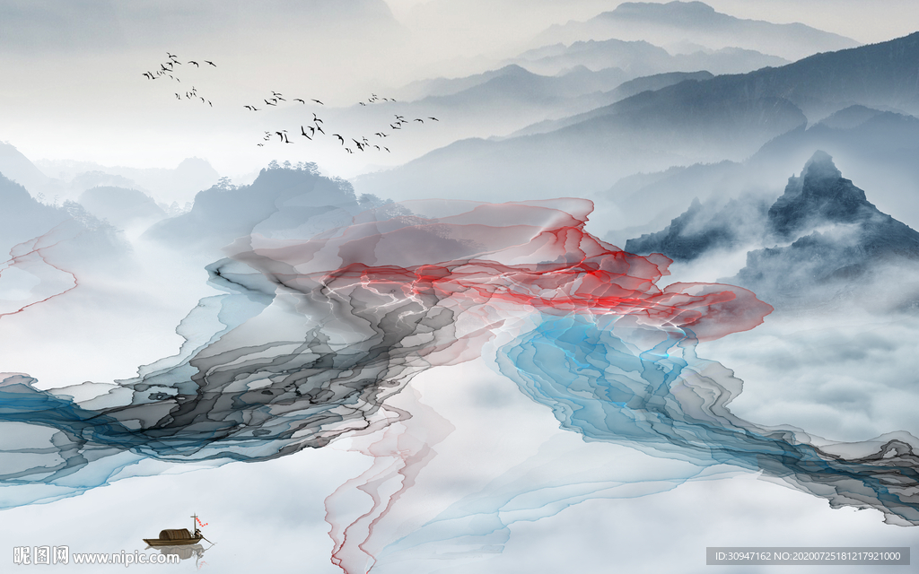 高档现代新山水画 TIF分层