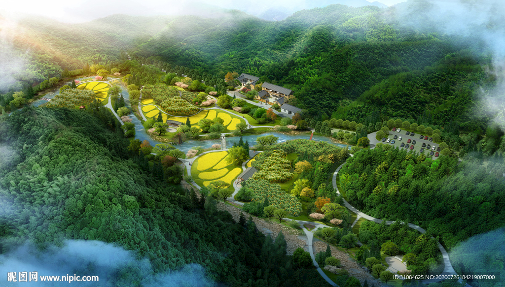 景观效果图山体效果图乡村效果图