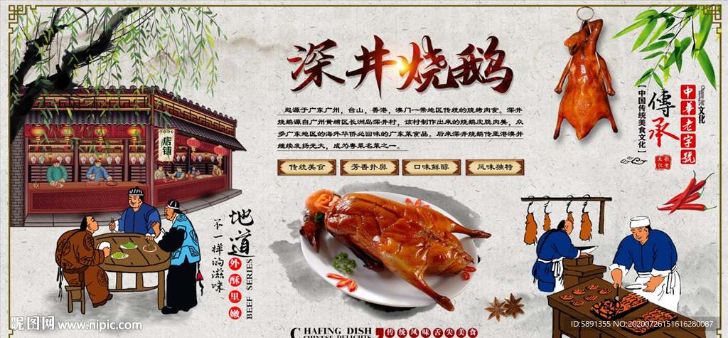 深井烧鹅背景墙
