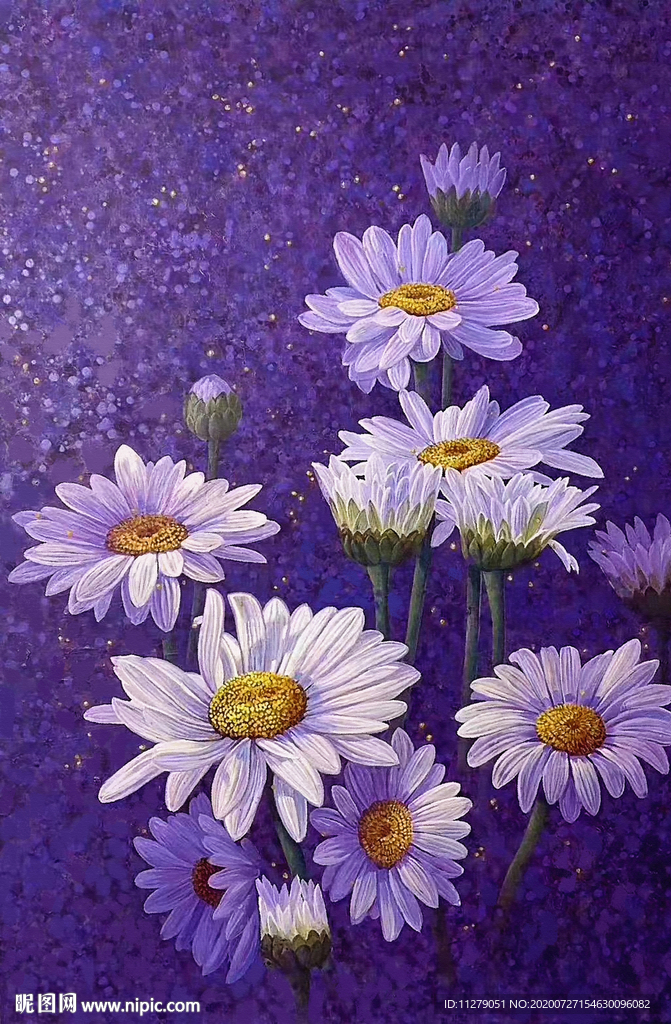 菊花油画