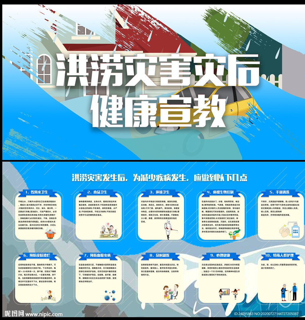 洪水灾害灾后健康宣教图片
