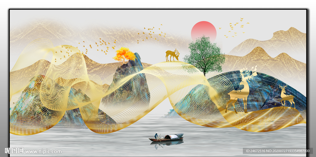 抽象意境山水画